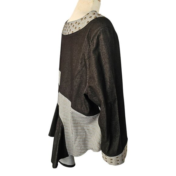 Devine Sport NY Asymmetric Denim Tunic Top Sz 22W Flare Hem Long Slv Boat Neck - Picture 3 of 15